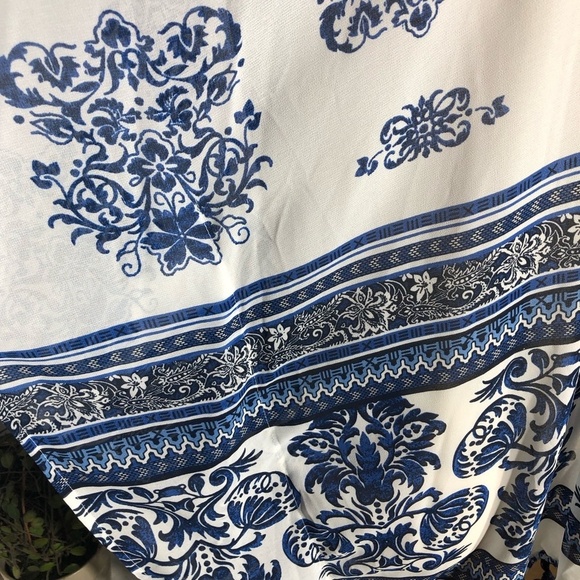 Xhilaration Kaftan Tunic Cover Up Floral White Blue XXL - Picture 7 of 11